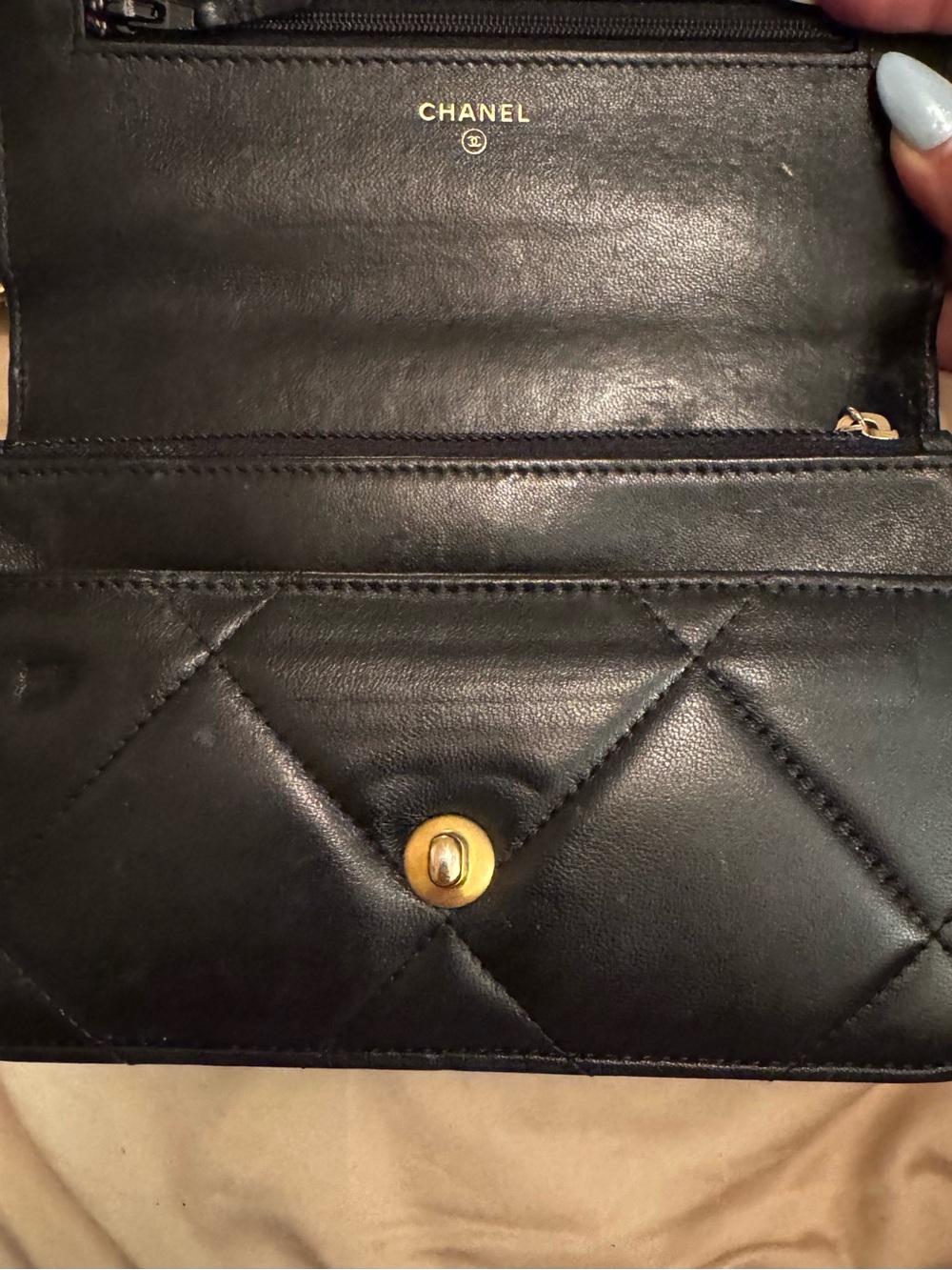 CHANEL Agneau Brill Black Mini Shoulder Bag with Gold Chain - Picture 7 of 13